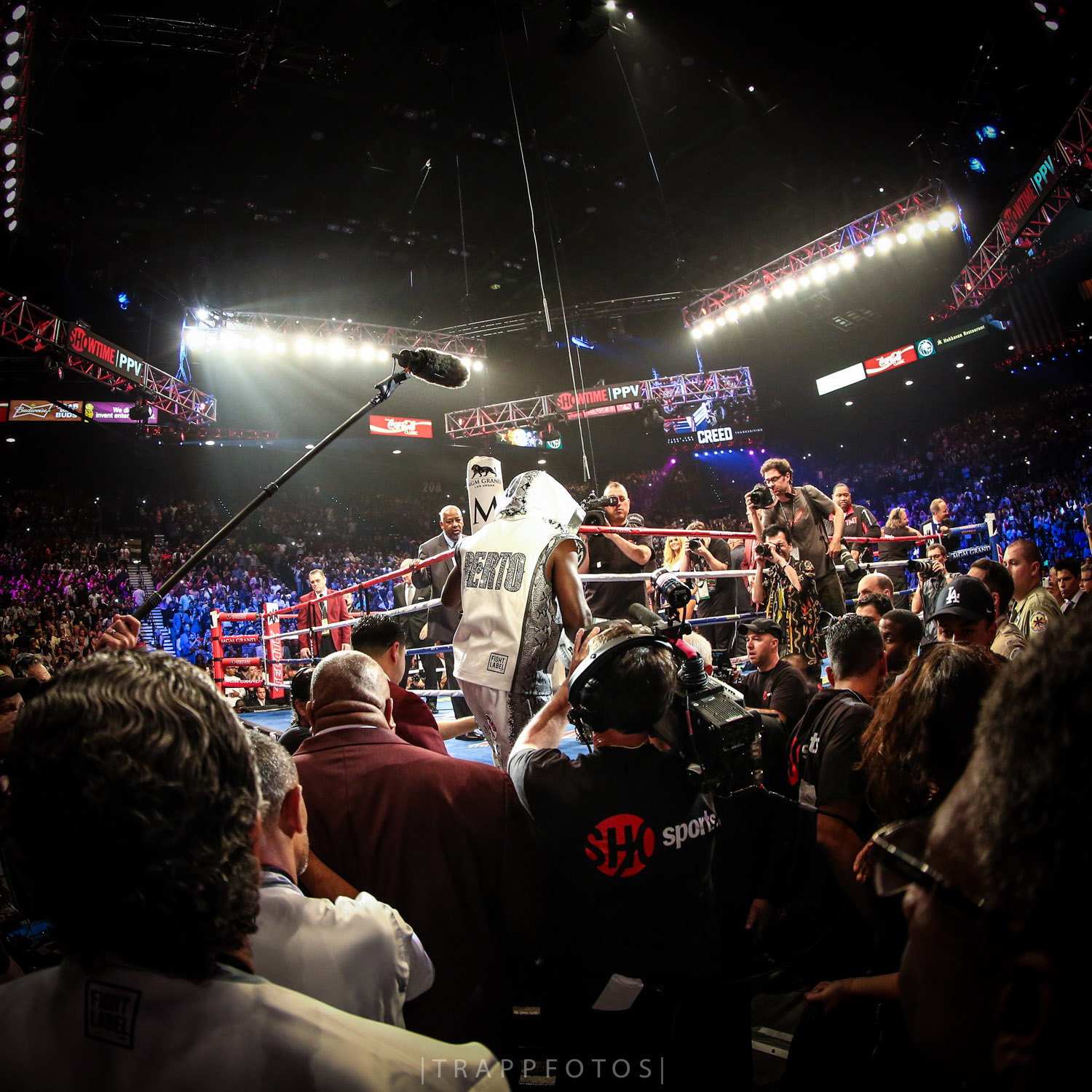 Andre Berto entering the ring for a championship fight, shot from ringside